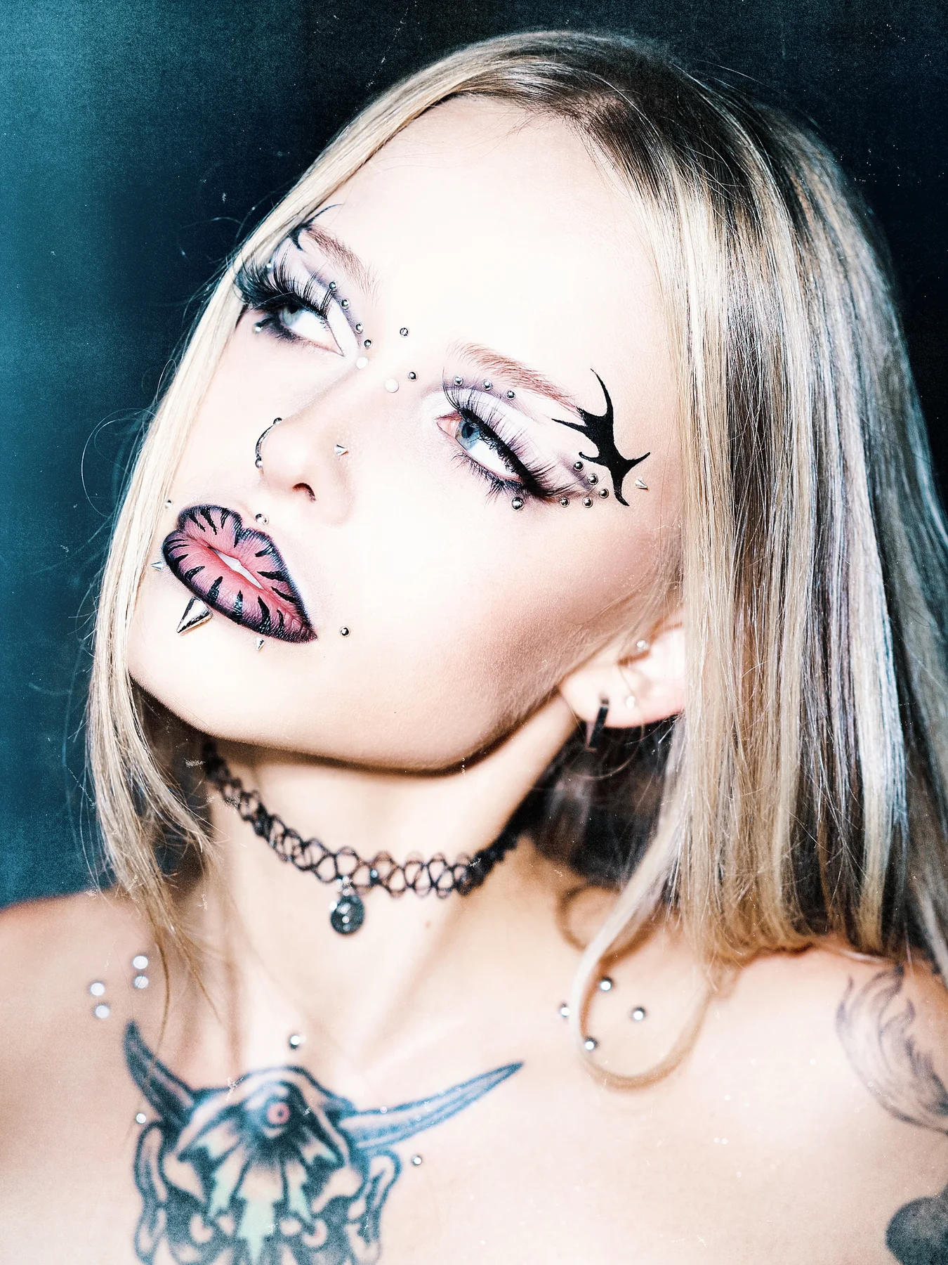 Blonde graphic makeup portrait