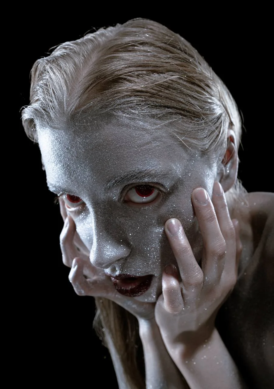 Silver creative face art portrait